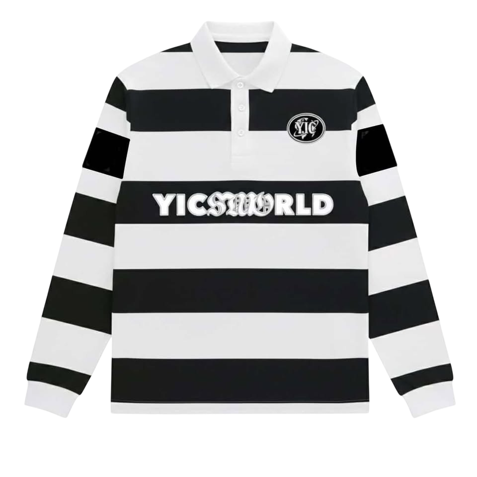 YICSWORLD Striped Rugby – Black/White