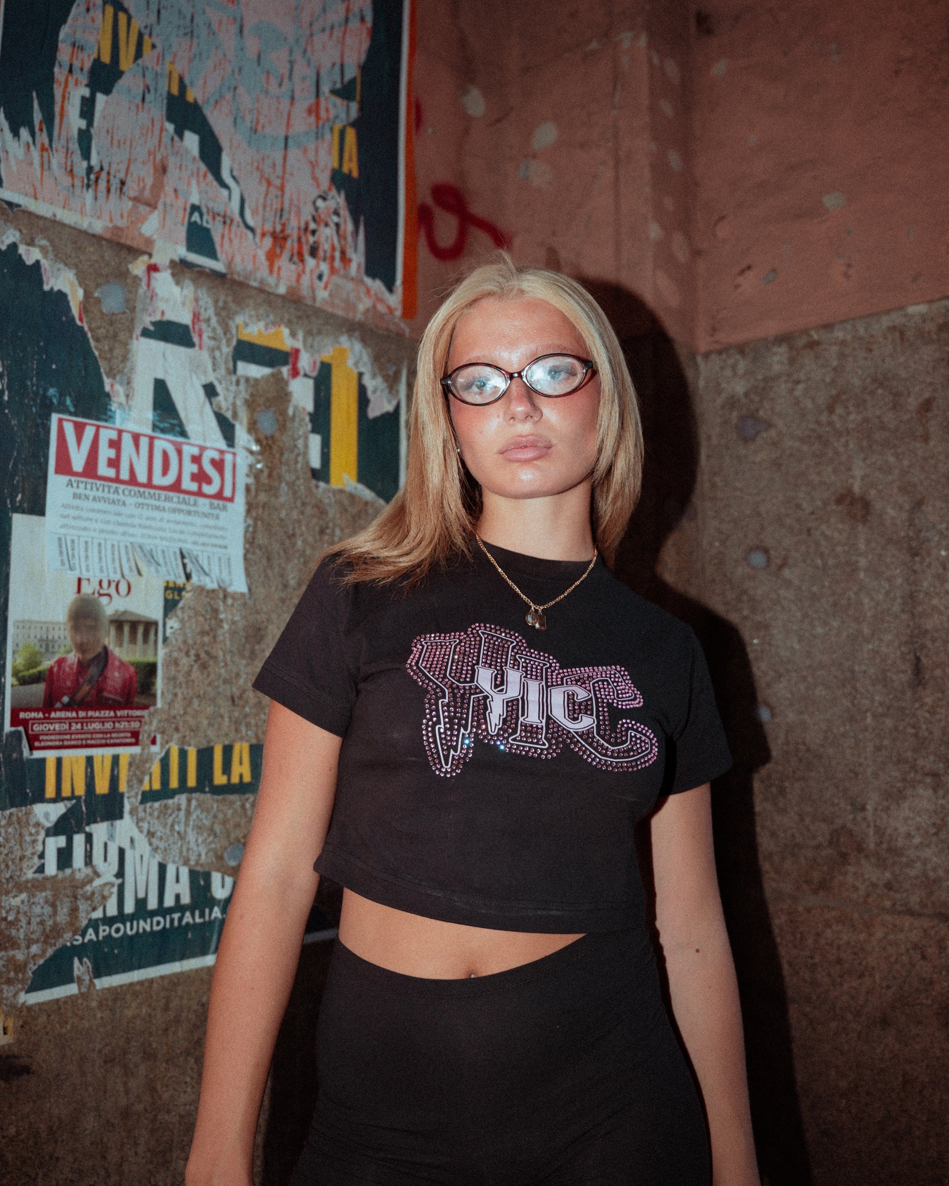 WOMEN'S BABY TOP [BLACK & PINK]