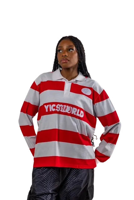 YICSWORLD Striped Rugby – Red/White